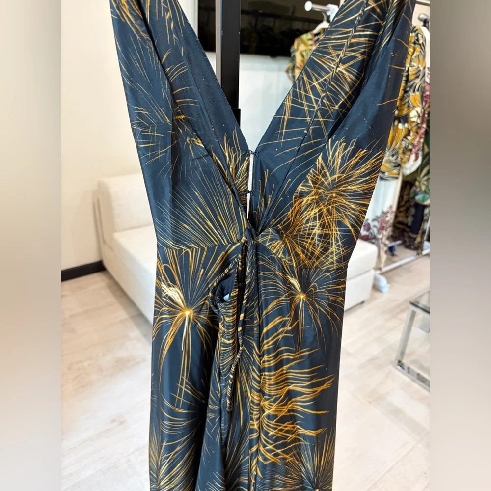 Farm Rio: Black Fireworks Sleeveless Open Back Maxi Dress - Picture 9 of 14